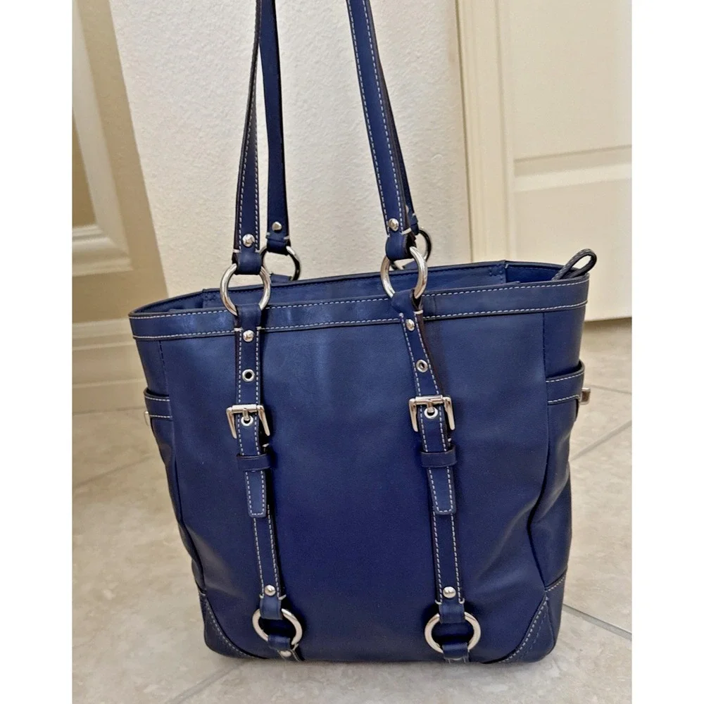 COACH LEGACY Gallery Lunch Tote East West Blue Leather Bag Purse K0993-Z14699